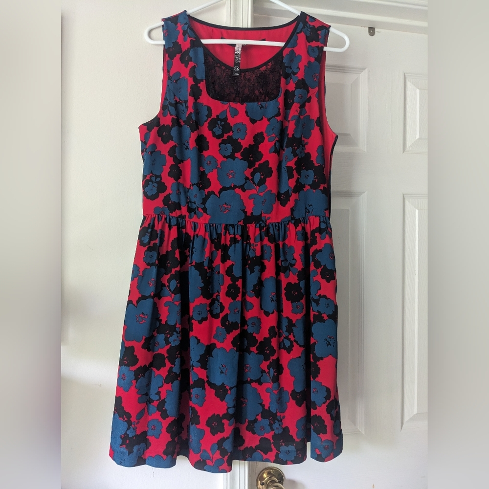 Floral red and blue dress